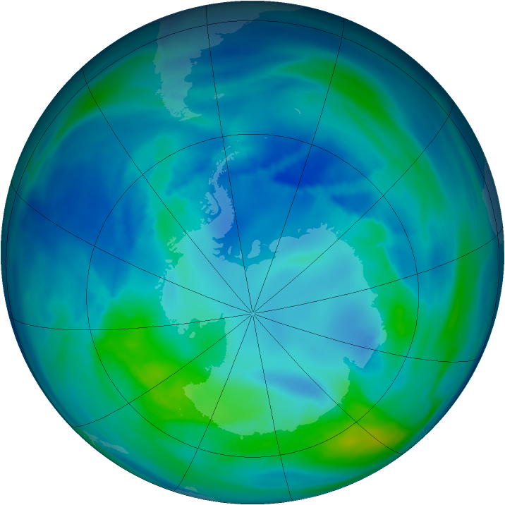 Antarctic ozone map for 22 April 2007